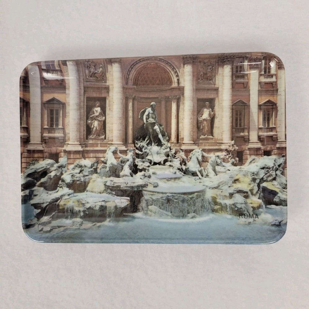 Vtg Mebel Italy Melamine Vanity Tray Rome Trevi Fountain Souvenir Catchall ROMA